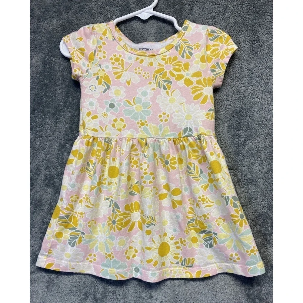 Marigold Floral Cap-Sleeve A-Line Dress Baby Girls Size 2T